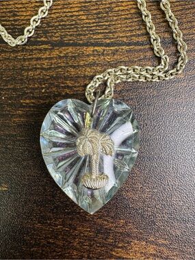 Vintage Palm Tree Heart Crystal AB Pendant Necklace - Germany